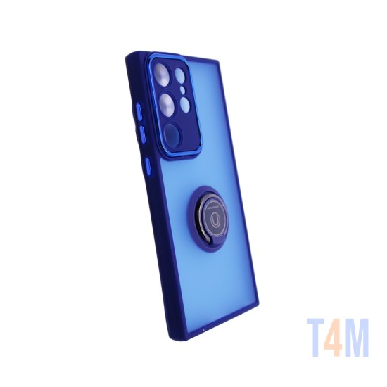 Capa com Anel de Suporte para Samsung Galaxy S23 Ultra Azul Fumado